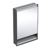 Geberit ONE - Zrkadlová skrinka s LED osvetlením, 60x90x15 cm, pánty vľavo, s nikou, vstavaná, matná čierna 505.820.00.7