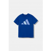 Detské bavlnené tričko adidas s potlačou, JV9866 modrá 176