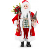 Dekorácia MagicHome Vianoce, Santa s taškou s darčekmi a stromčekom, keramika, 46 cm