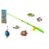 Teddies Hra ryby/rybár magnetická plast 5ks+prút plast 39cm 2 farby na karte