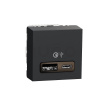 Schneider Electric Unica Dvojitý nabíjací USB A+C konektor 18W, 2,4A, 2 moduly, Antracit