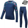 SENSOR MERINO IMPRESS DĚTSKÝ SET deep blue/floral - 120