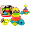 LEAN TOYS Pyramídová jazdiaca korytnačka 2 v 1 Puzzle kolesá Svetlá Zvuky