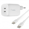Belkin 65W Dual USB-C GaN PD Wall Charger with PPS + 2m USB-C kábel - White WCH013vf2MWH-B6