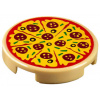 14769pb160 Tan Tile, Round 2 x 2 with Bottom Stud Holder with Sliced Pizza (Opálená dlaždice, kulatá 2 x 2 se spodním držákem na kolíky s plátky pizzy)