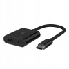 Belkin RockStar Adaptér USB-C na Jack 3.5 mm, USB-C 60 W, čierny