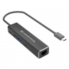 Koncepční AV adaptér CONCEPTRONIC Adaptér USB-C ->RJ45 Gigabit, 2xUSB-C 2xUSB-A sw
