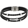 Ewena Kožený náramok čierny s kotvou LHF232