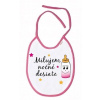Baby Nellys Nepremokavý podbradník Milujem nočné desiate, 24 x 27 cm - biela/ružová Baby Nellys 8596309369440