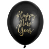 PartyDeco Balóniky 30 cm, Happy New Year, Pastel Black (1 balenie / 6 ks)