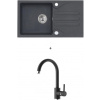 Alveus SET kuchynský granitový drez GALAPAGOS so sifónom 77x43 + batéria ROXA Black GALAPAGOSG91+ROXA91