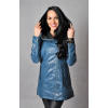Max Original Leather Dámsky kožený kabát 2558 hood (L 46-48) - Aqua - L
