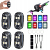 4 KS LED Stroboskopické Svetlo - Auto, Motorka, Dron, 8 farieb - Diaľkové Ovládanie