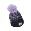Light Cap s 4x45lm vodcami, načítateľný, USB, modrá-fialová s pompom, univerzálna veľkosť (Lyžiarska pompom čiapka + LED osvetlenie)