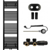 CERANO - Kúpeľňový radiátorový set Lincoln - kombinované vykurovanie, wifi tyč - stredové pripojenie 50 mm - 484W - čierna matná - 1600x500 mm
