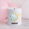 Domovi Biela keramická pokladnička s menom Ryba modrá 9cm