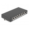 Delock Mini Desktop Patch Panel RJ45 jack 8 porty Cat.6A stíněný černý - pro montáž na stůl, zeď nebo DIN lištu