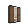 Šatníková skriňa HARAZIA 150 so zrkadlom, 4 šuplíky a 2 šatníkovými tyčami, čierny mat/dub lefkas