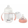 Fľaša Bidon na učenie pitia Beaba Learning Cup 2in1 Pink 210 ml so slamkou ružová od 4 mes