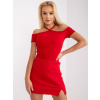 Červená rebrovaná minisukňa Elvira s rozparkom -RV-SD-7689.32-red L