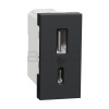 Schneider Electric Unica Dvojitý nabíjací USB A+C konektor 2,4A, 1 modul, Antracit