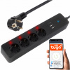 SIEŤOVÁ LIŠTA BLOW 4 ZÁSUVKY 1,5m WIFI TUYA USB ČIERNA