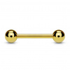 Oceľová činka s guličkami v zlatej farbe Veľkosť piercingu: 1,6 mm x 38 mm x 5 mm