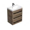 Swiss aqua technologies Koupelnová skříňka s černou úchytkou a umyvadlem SAT Cube Way 60x76,540 cm dub Wellington mat CUBE2C603DW
