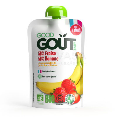 Good Gout BIO Jahoda a banán (od ukončeného 4. mesiaca) 120 g detský ovocný príkrm