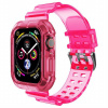 AppleKing odolné puzdro s transparentným remienkom pre Apple Watch 45mm / 44mm / 42mm - neónovo ružové - možnosť vrátiť tovar ZADARMO do 30tich dní