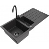 MEXEN - Andres granitový drez s odkvapkávačom vrátane batérie Telma, čierna nakrapiany 6515-76-670200-70-B