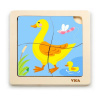 Drevené puzzle pre najmenších Viga 4 ks Kačička - Multicolor