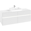 VILLEROY & BOCH Collaro závesná skrinka pod umývadlo na dosku (umývadlo v strede), 4 zásuvky, s LED osvetlením, 1400 x 500 x 548 mm, White Matt, C073B0MS