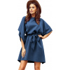 Elegantné šaty NICOLA s pásikom - modré 287-7 2XL/3XL