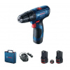 Bosch Náradie - 12V AKU vŕtací skrutkovač s príklepom, 2x aku 2,0 Ah Li-Ion, nabíjačka 06019G8100