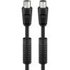 Kábel anténny, koax TV M/F 1.5m, 75 Ohm, 80dB, 2x tienený, CCS, s ferritom, čierny