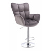 LuxuryForm DESIGN Barové kreslo AURORA VELUR na striebornom tanieri - tmavo šedé