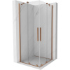 Mexen Velar Duo, sprchový kút s posuvnými dverami 100(dvere) x 100(dvere) cm, 8mm číre sklo, medená matná profil, 871-100-100-02-65
