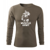 DRAGOWA Fit-T tričko s dlhým rukávom muscle army man, olivová 160g/m2 - S