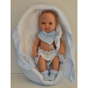 Realistické miminko chlapeček Kája v přenosné tašce od firmy Berjuan ze Španělska (Baby Smile Canastia Azul )