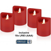 Led sviečky, baterky v balení (10xAAA) červené, 4ks/bal