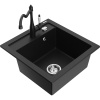 Mexen Vito 1-komorový žulový drez s kuchynskou batériou Carla, čierny - 6503-77-670700-70