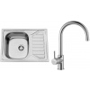 Set Sinks N35 (dřez Okio 650 V 0,6 mm matný + baterie Vitalia Chrom - lesklý)