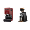 Gaggia New Classic E24, red + Eureka Mignon Single Dose PRO, Black & Oak