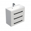 Swiss aqua technologies Koupelnová skříňka s černou úchytkou a umyvadlem SAT Cube Way 80x76,5x40 cm bílá lesk lesk/mat CUBE2C803BL
