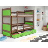 Interbeds Rico poschodová posteľ 190cm x 80cm borovicové drevo Hnedo-zelená