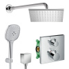 HG SET Ecostat - Sprchový systém pod omietku, Ecostat Square, termostatická batéria - kompletná sada, chróm