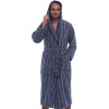Pánský župan s kapucí, měkká froté bavlna, silná gramáž, modrý pruhovaný 1ZF3081 vzorovaná L + První výměna zboží zdarma.