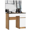 Toaletný stolík so zrkadlom CLP P-2/SL 900x600 pravý, dub craft / biely