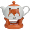 Bella Fiore Porcelánový čajník s líškou 1 l – s ohrievačom pre útulné chvíle